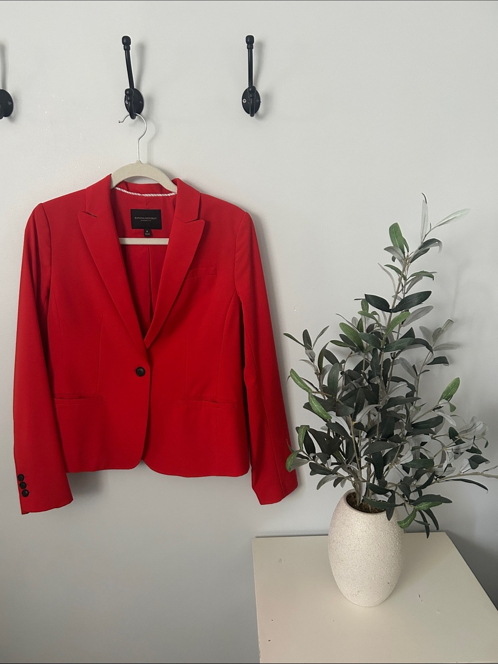 Banana Republic Red Single-Button Blazer